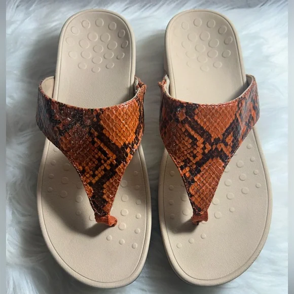 Vionic Pacific Naples Women's Platform Sandal Orange and Black Snake Size 9 - Picture 3 of 9